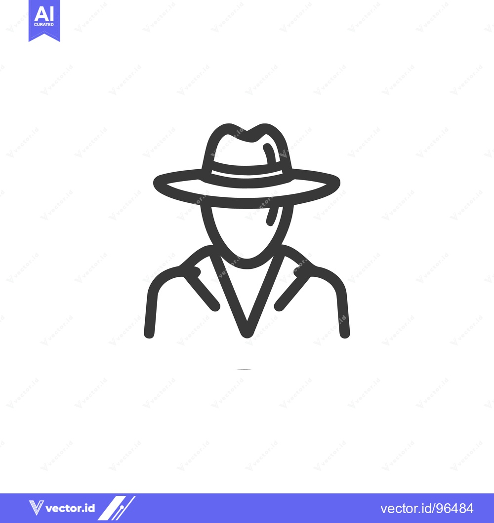 Premium Vector of Minimalist Icon of a Person Wearing a Fedora Hat and Shirt