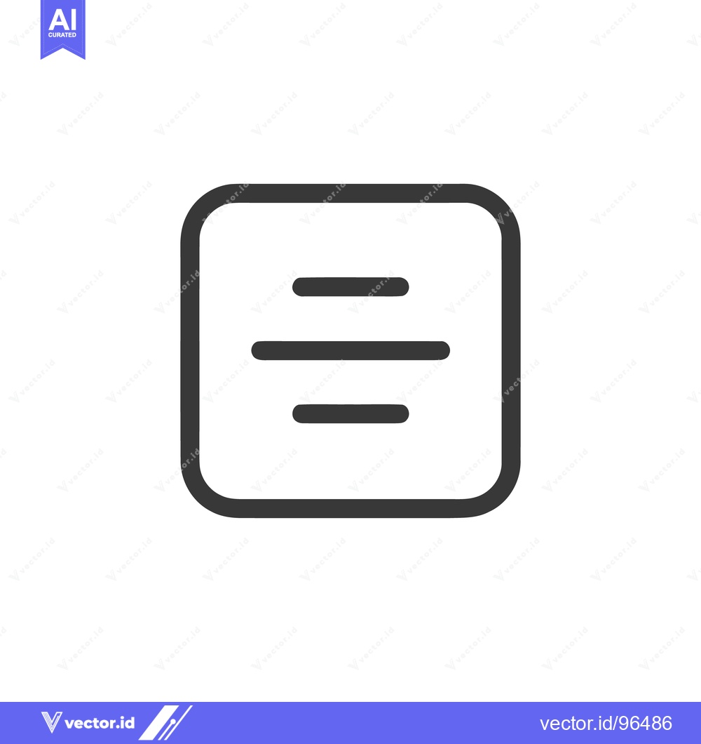 Premium Vector of Menu Icon: Three Horizontal Lines in Rounded Square Frame