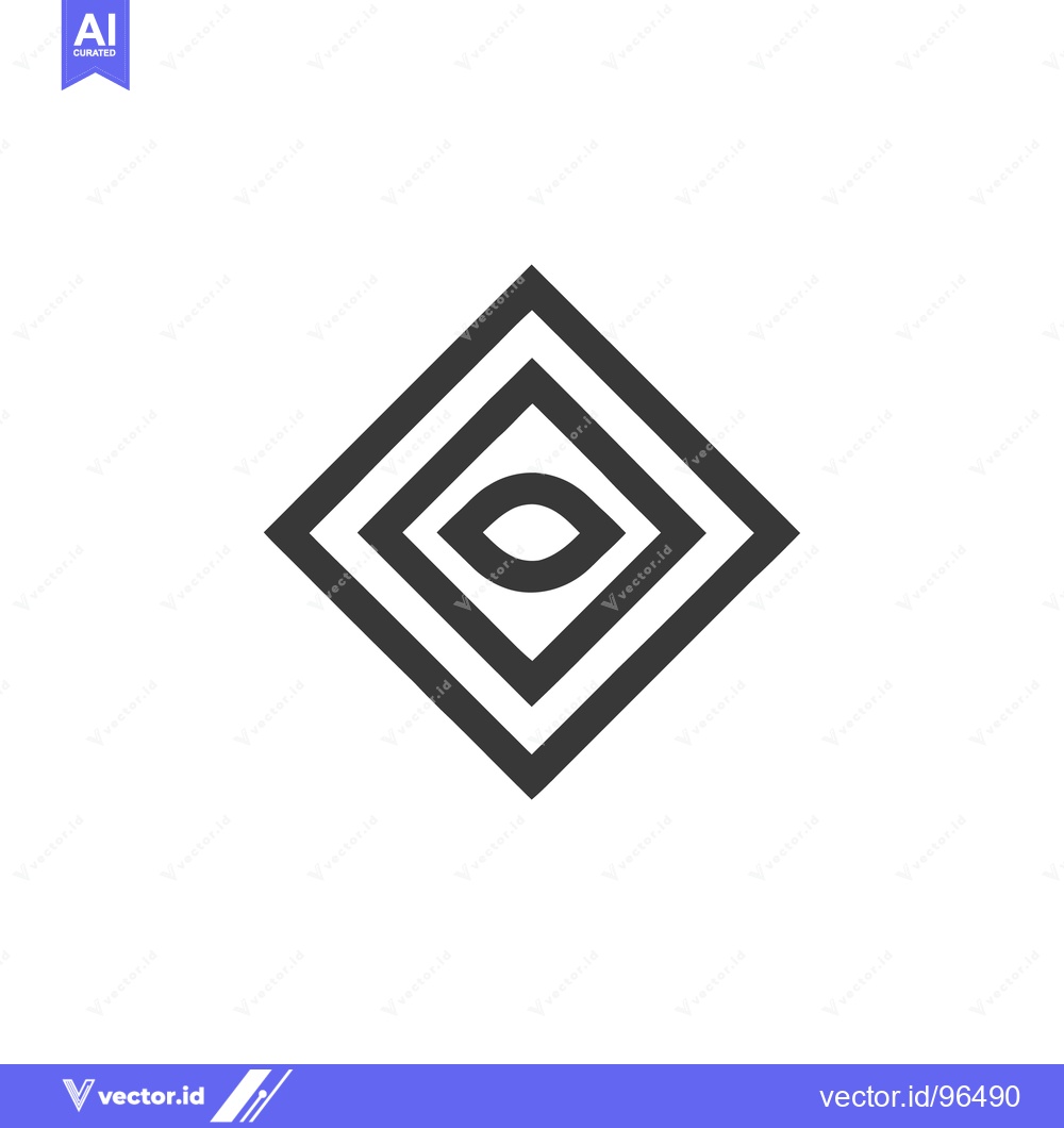 Premium Vector dari Minimalist Eye Icon: Geometric Diamond Shape with Concentric Lines and