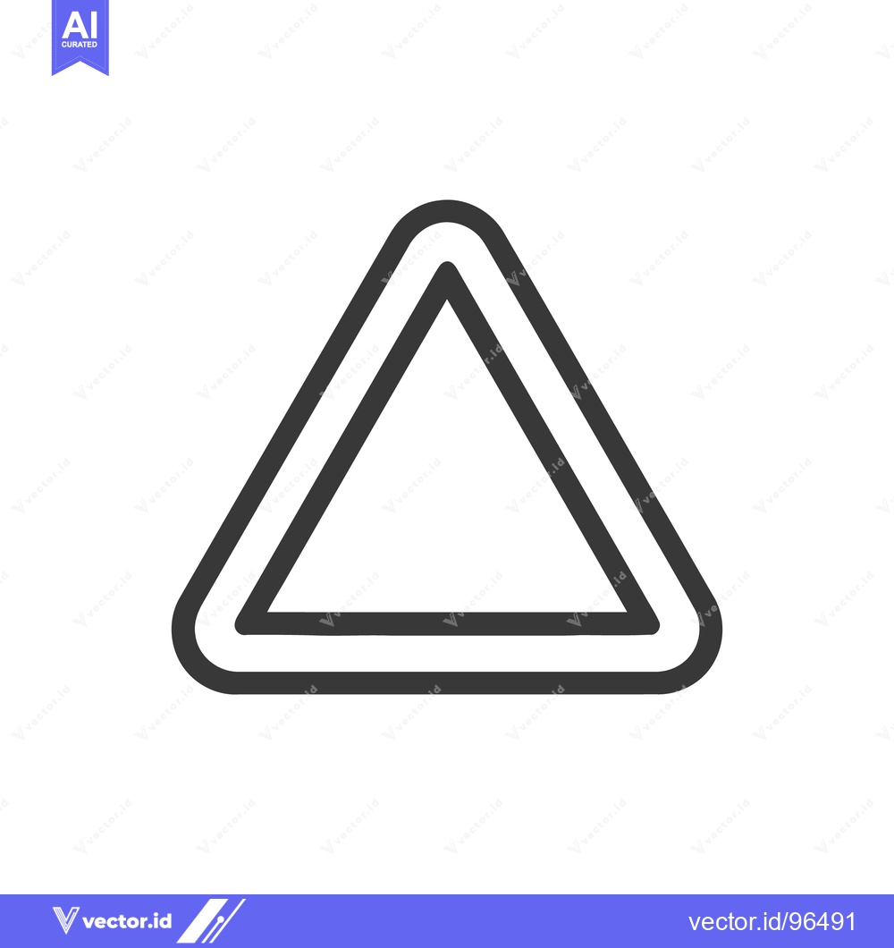 Premium Vector of Double-lined Triangle Icon: Bold Geometric Shape on White Background