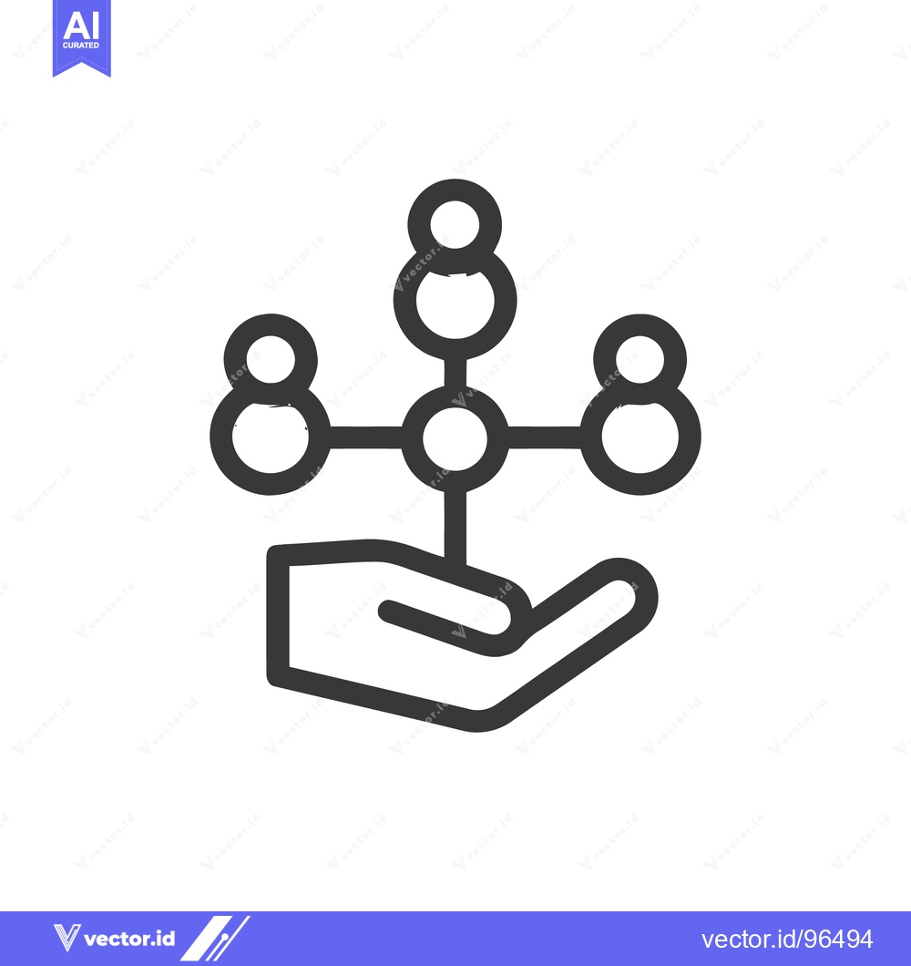 Premium Vector dari Hand Holding Network: Minimalist Icon of Connection and Support