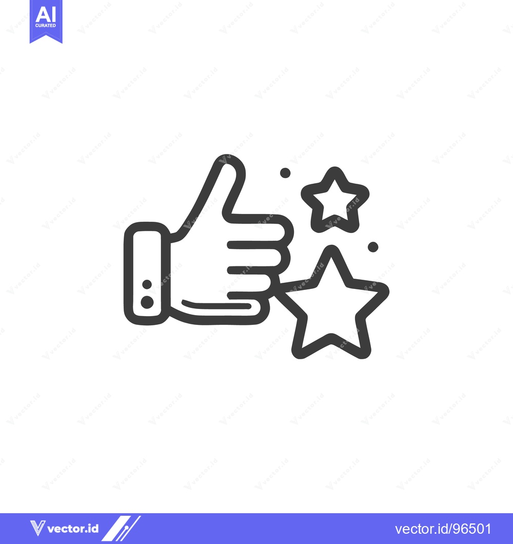 Premium Vector dari Thumbs Up with Stars: Minimalist Line Art for Positive Feedback and Ra