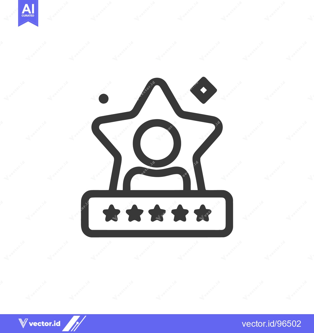 Premium Vector of Star Performer Icon: Person Inside Star with Five-Star Rating