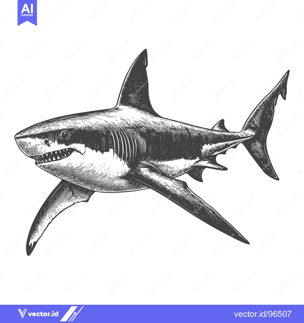 Premium Vector dari Detailed illustration of a shark swimming in a side profile pose
