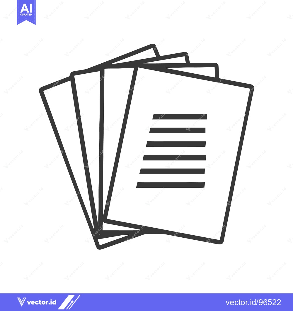 Premium Vector dari Stacked Documents Icon: Minimalist Black and White Design for Business