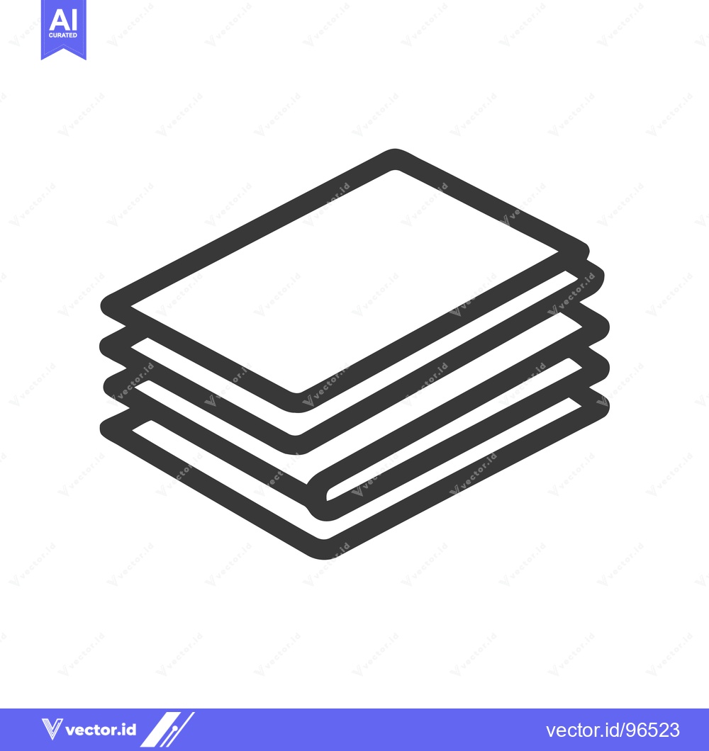 Premium Vector of Stacked Papers Icon: Simple, Minimalist Design with Rounded Corners