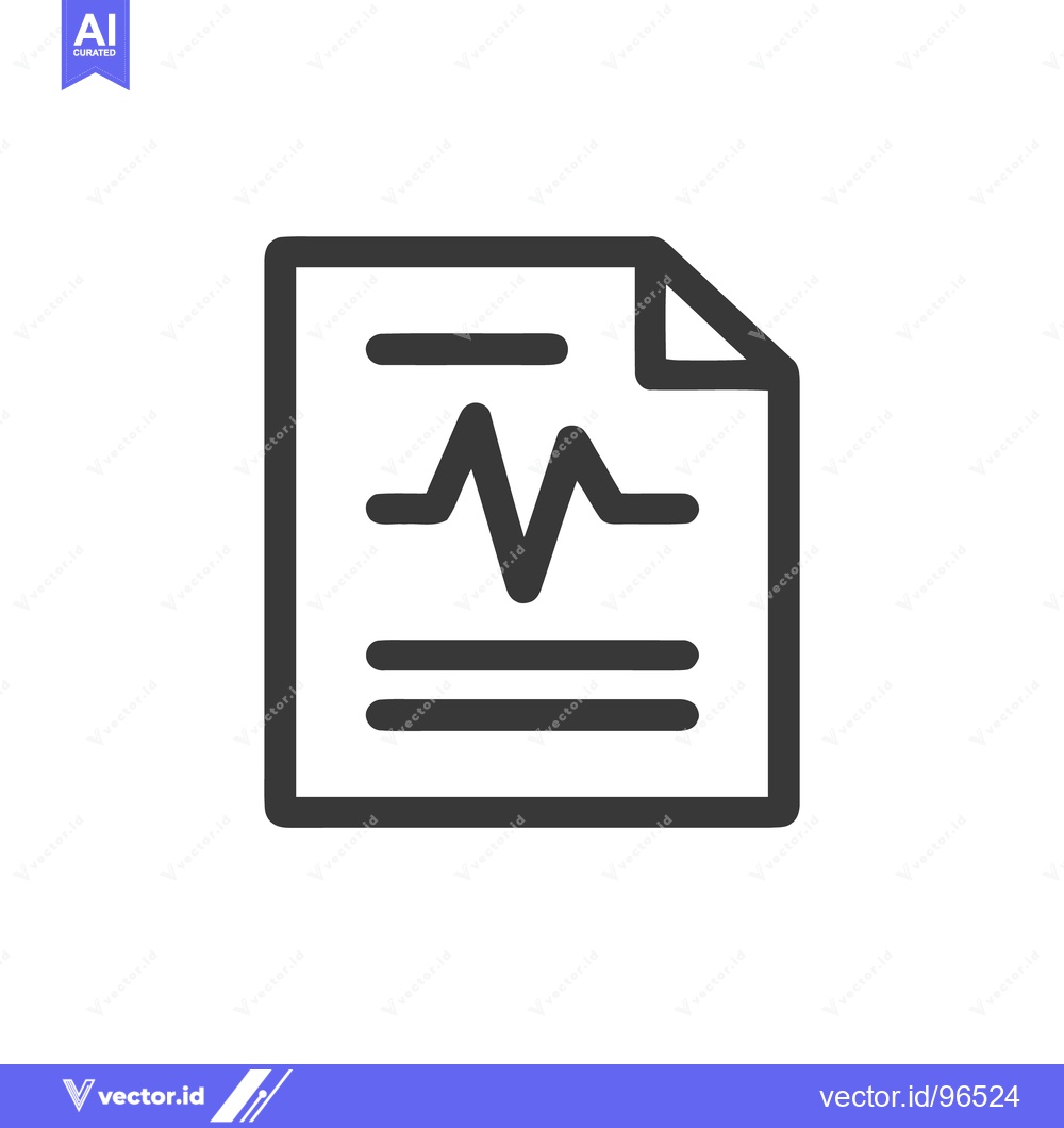 Premium Vector of Medical Report Icon: Heartbeat Rhythm on Document, Healthcare Symbol