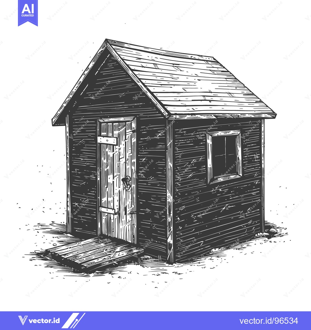 Premium Vector dari A Small Wooden Structure With Door And Roof Standing Alone