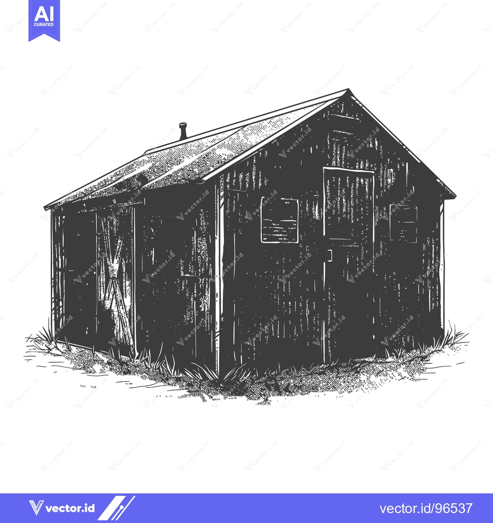 Premium Vector dari A detailed vintage illustration depicting a weathered wooden building