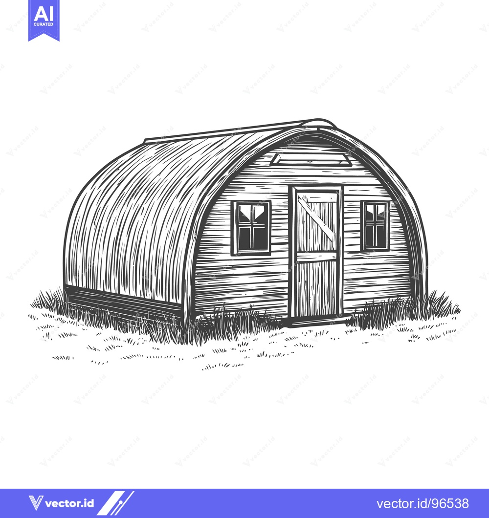 Premium Vector dari A black and white illustration of an arched roof building