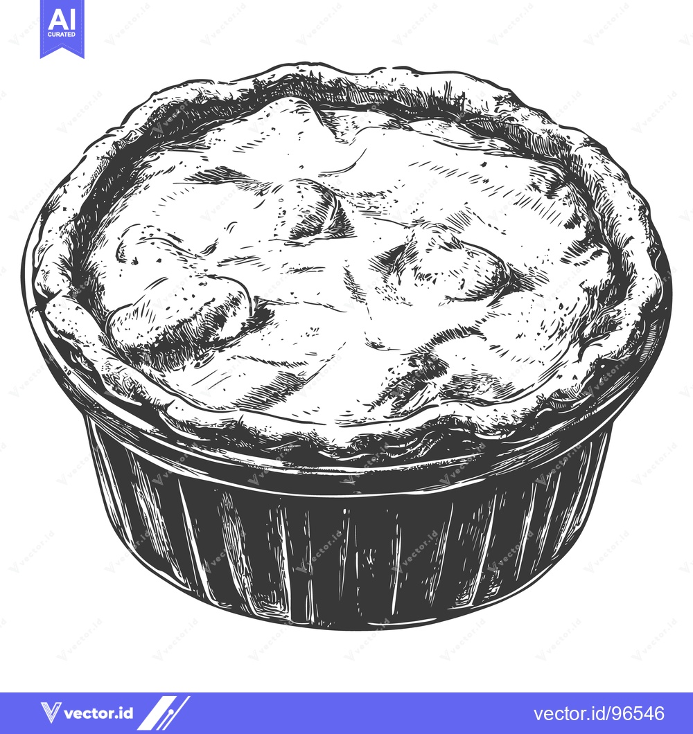 Premium Vector dari A detailed black and white sketch of a delicious small pie