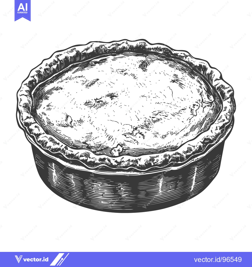 Premium Vector of A monochrome illustration of a freshly baked circular pie