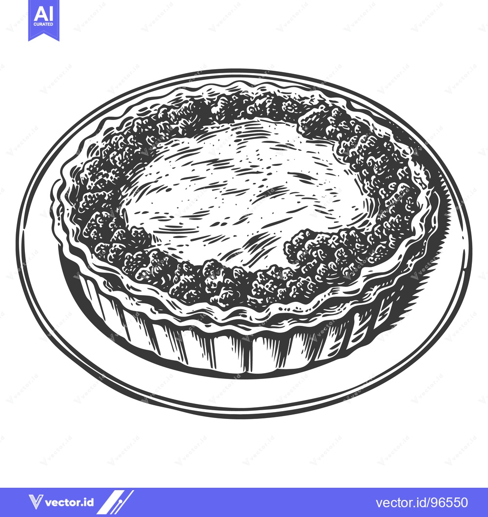 Premium Vector dari A drawn illustration showing a delicious looking pie on a plate