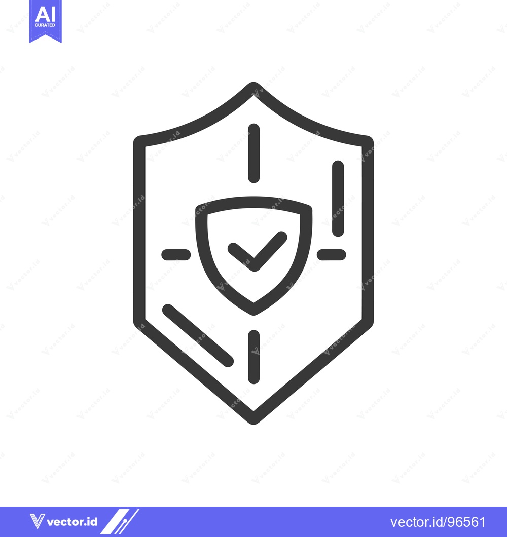 Premium Vector of Shield Icon with Checkmark Inside, Indicating Protection and Security