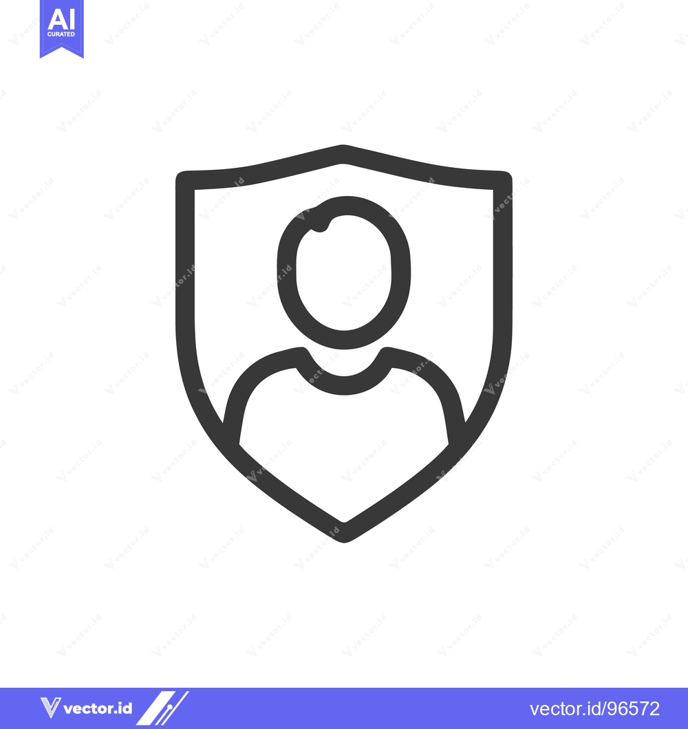 Premium Vector dari User Profile Security Icon: Shielded Person Outline for Protection