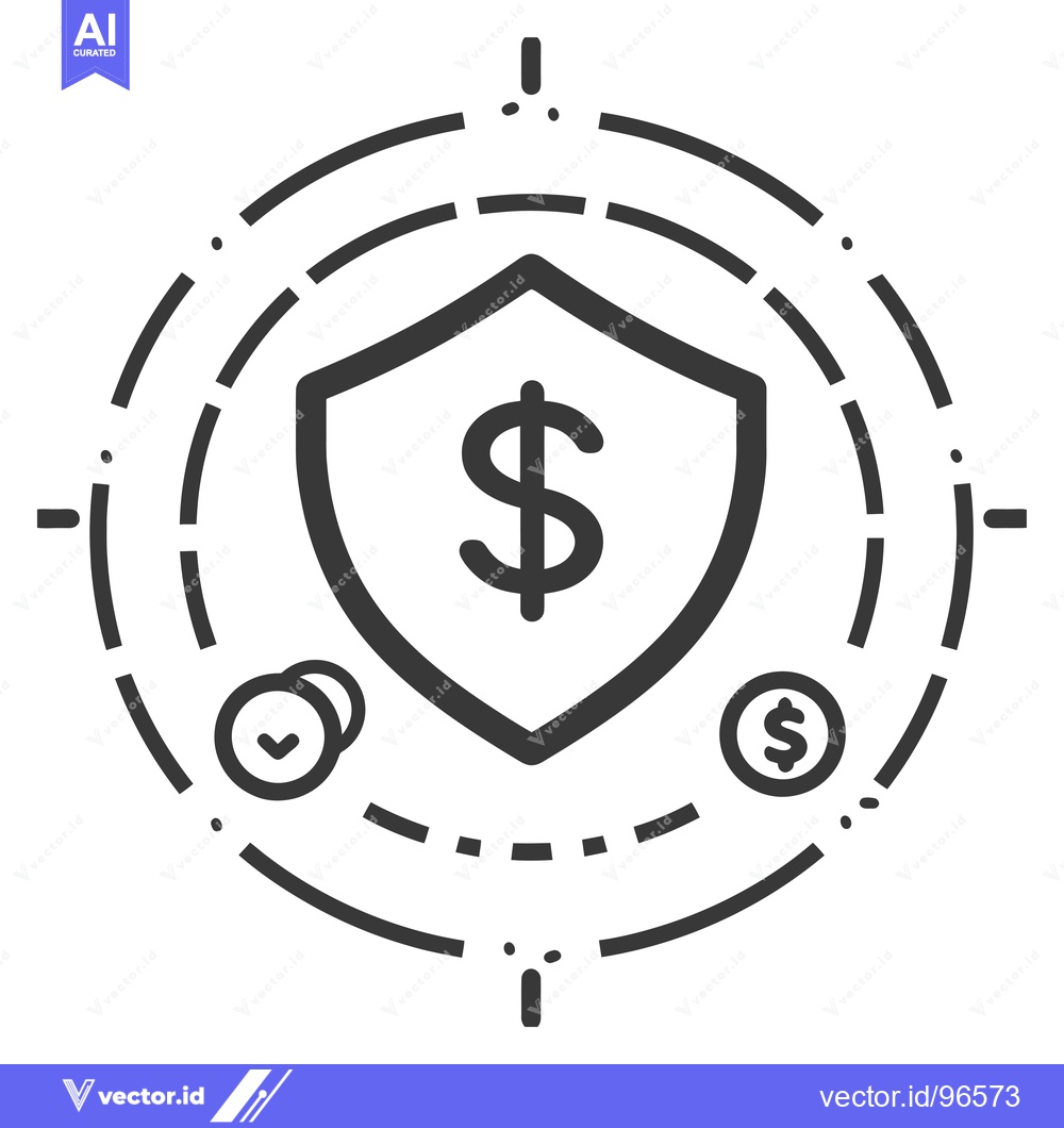 Premium Vector of Shield Protecting a Dollar Sign with Circle and Coins