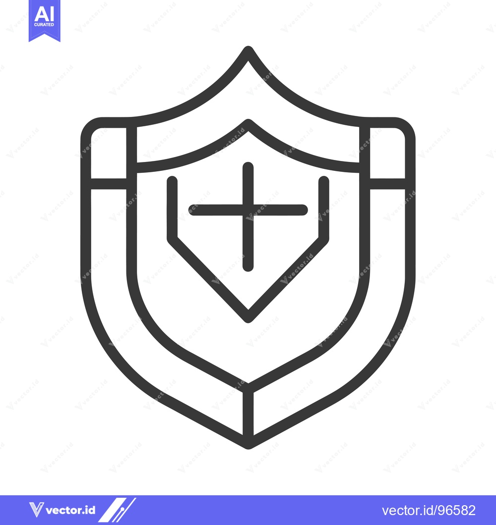 Premium Vector of Shield with a cross inside, representing protection and faith