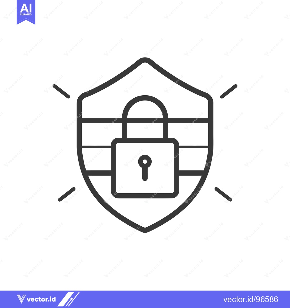 Premium Vector dari Shield with a Lock Inside and Rays Emitting Outward