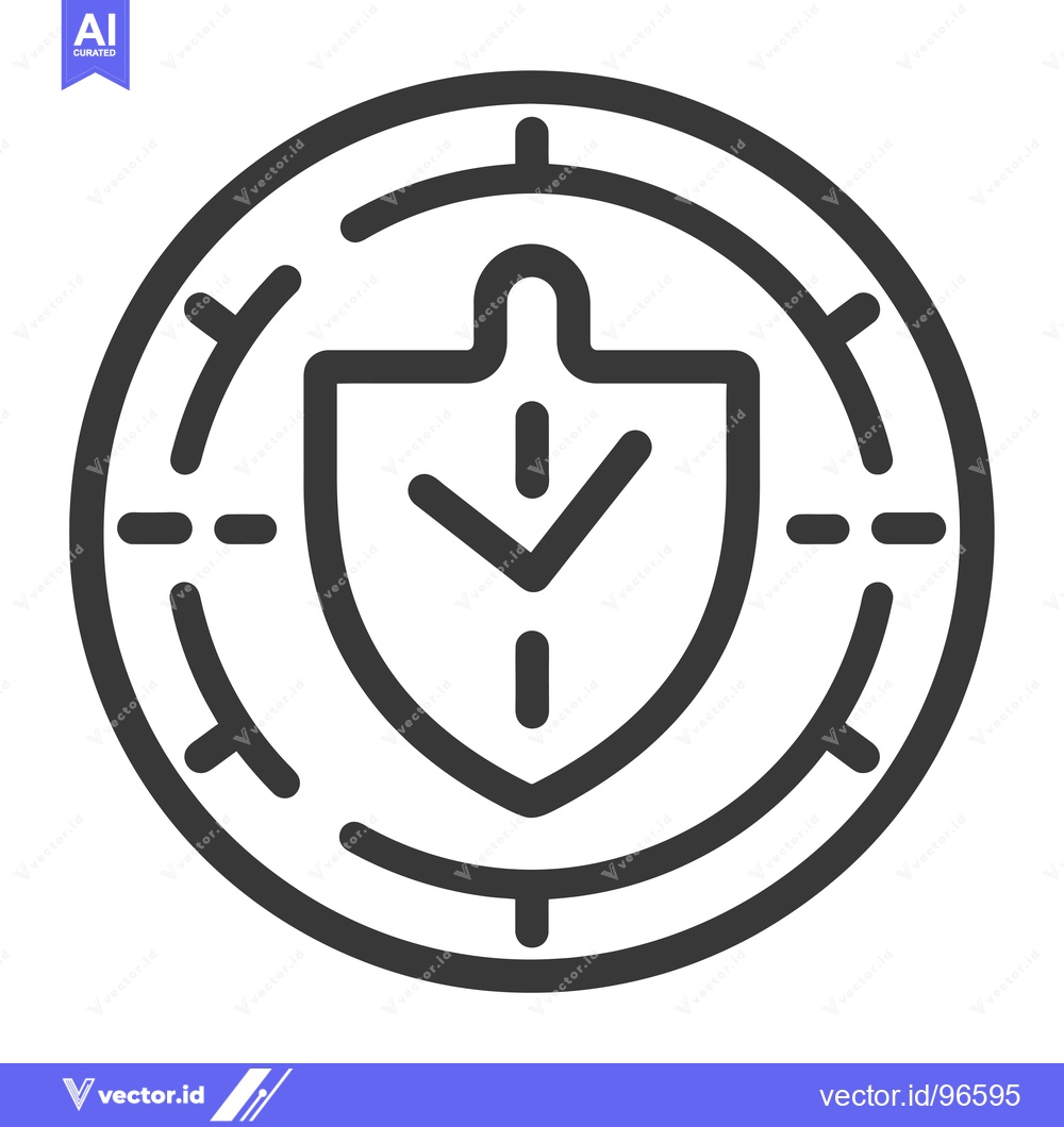 Premium Vector dari Shield with Clock Inside and Target Sight Around It