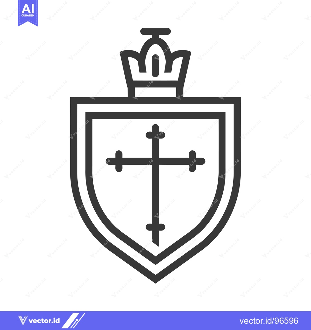 Premium Vector dari Shield with Cross and Crown Icon