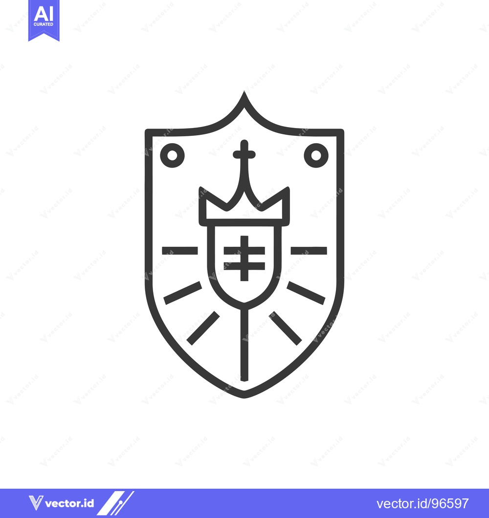 Premium Vector dari Shield with Cross, Crown, and Rays of Light