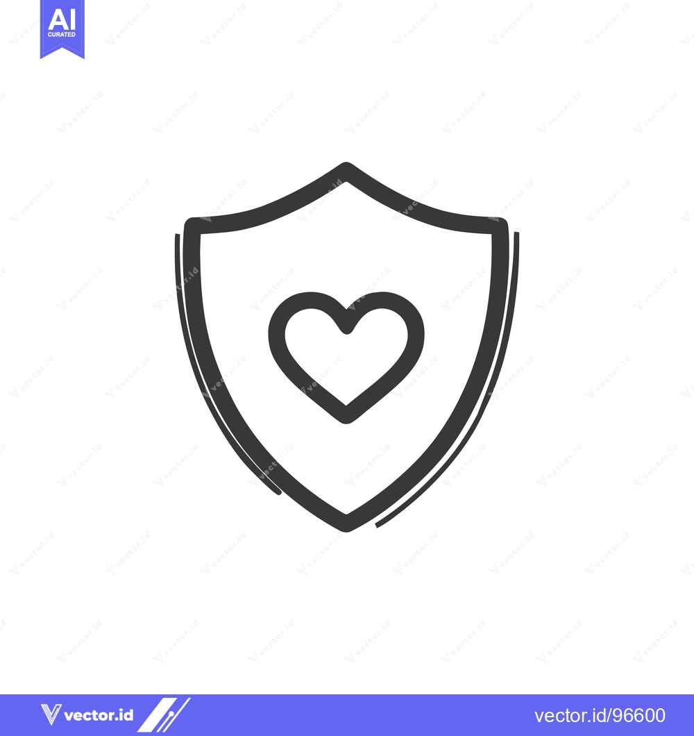 Premium Vector dari Heart Shield Icon: Symbol of Love, Protection, and Security in Minimal