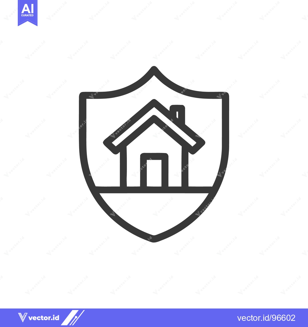 Premium Vector dari House Protection Shield Icon: Secure Home Symbol, Outline Style