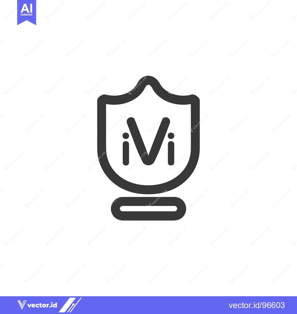 Premium Vector of Shield with letter V and two dots on either side