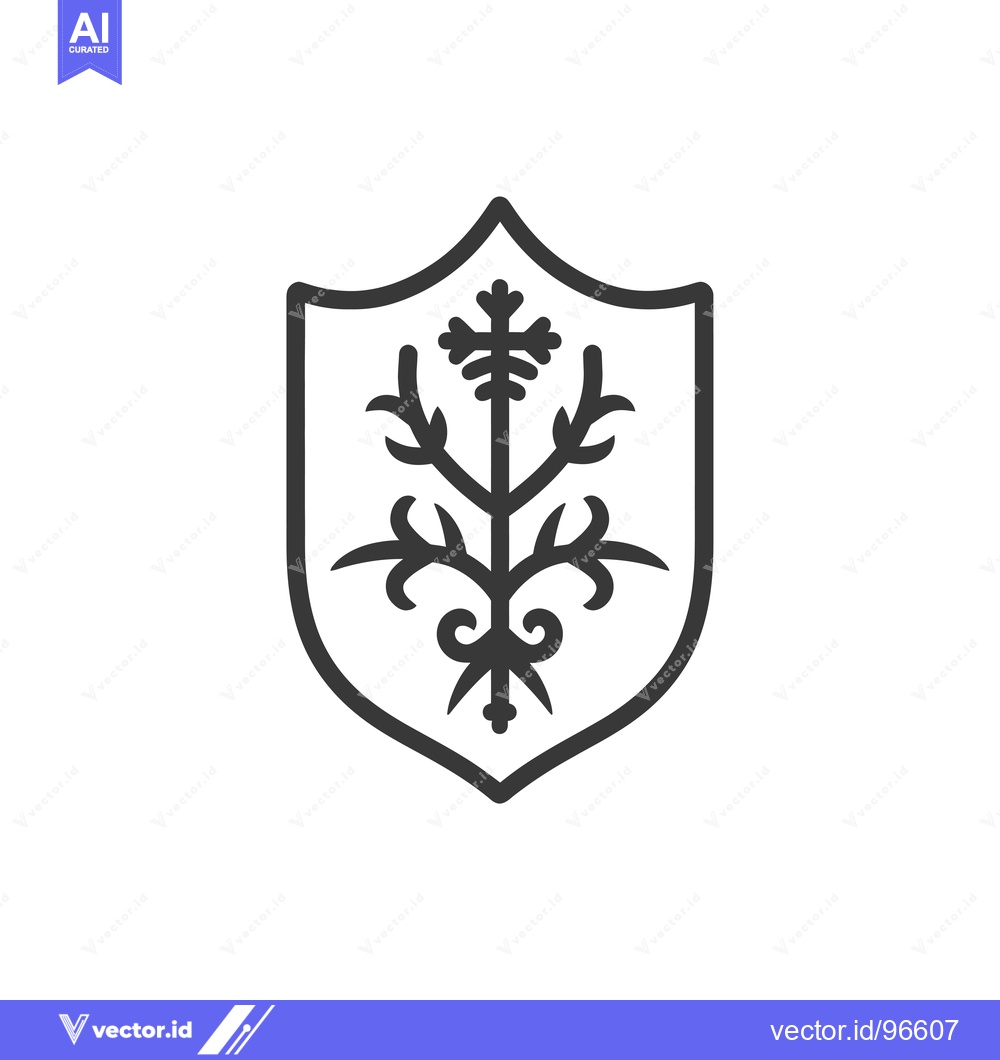 Premium Vector of Shield with Ornamental Plant Design
