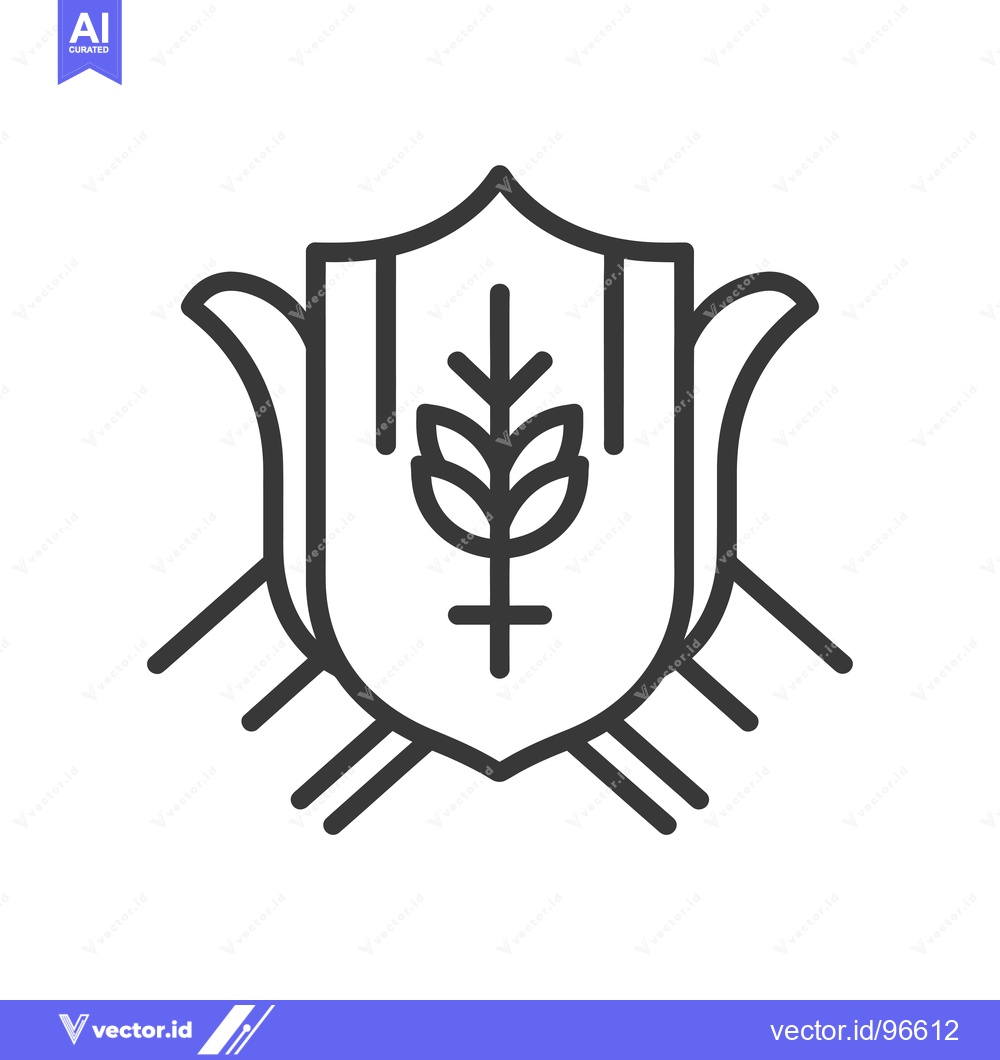 Premium Vector dari Shield with Wheat Plant and Two Curved Lines