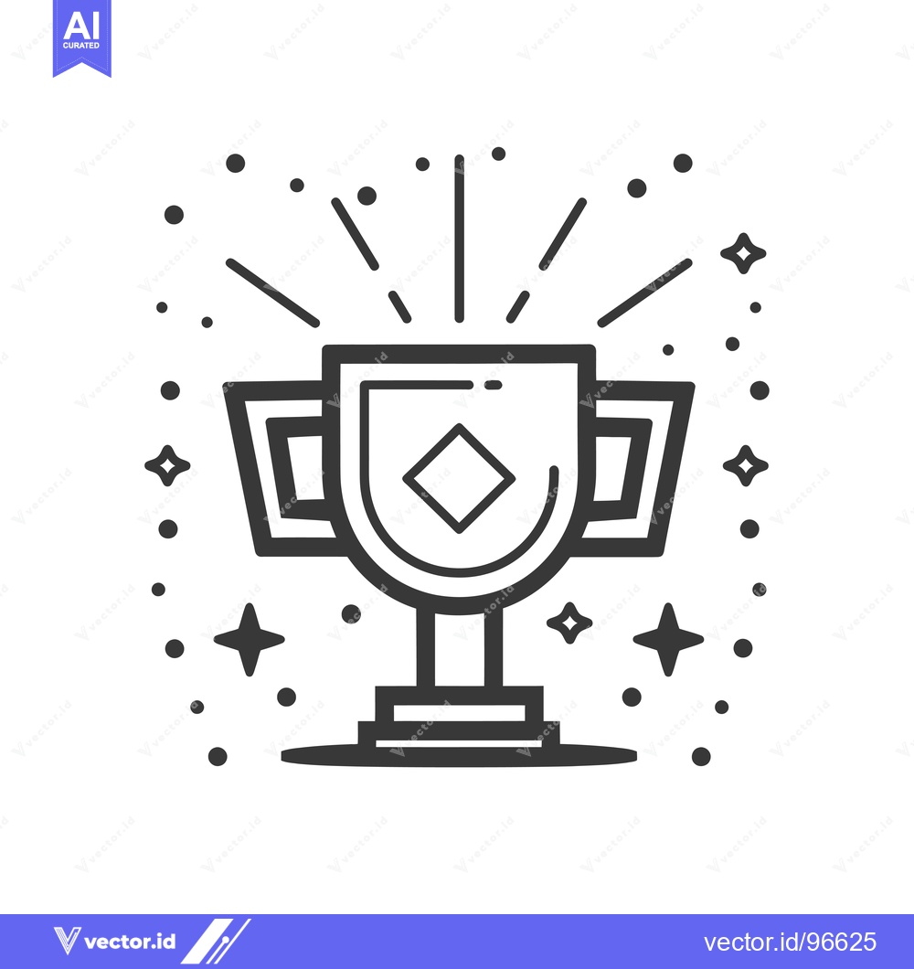 Premium Vector dari Shining Trophy With Diamond Detail and Starburst