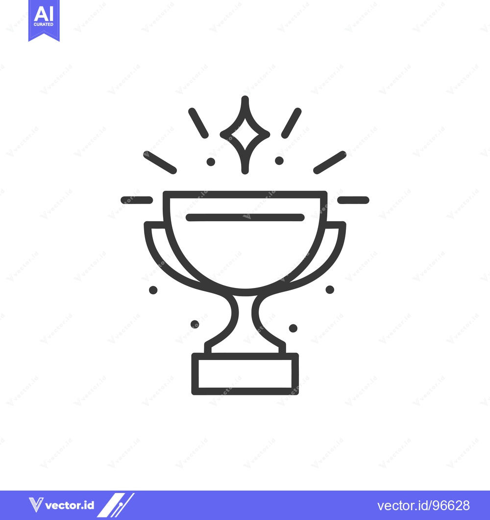 Premium Vector of Shining Trophy With Star And Line Art Design