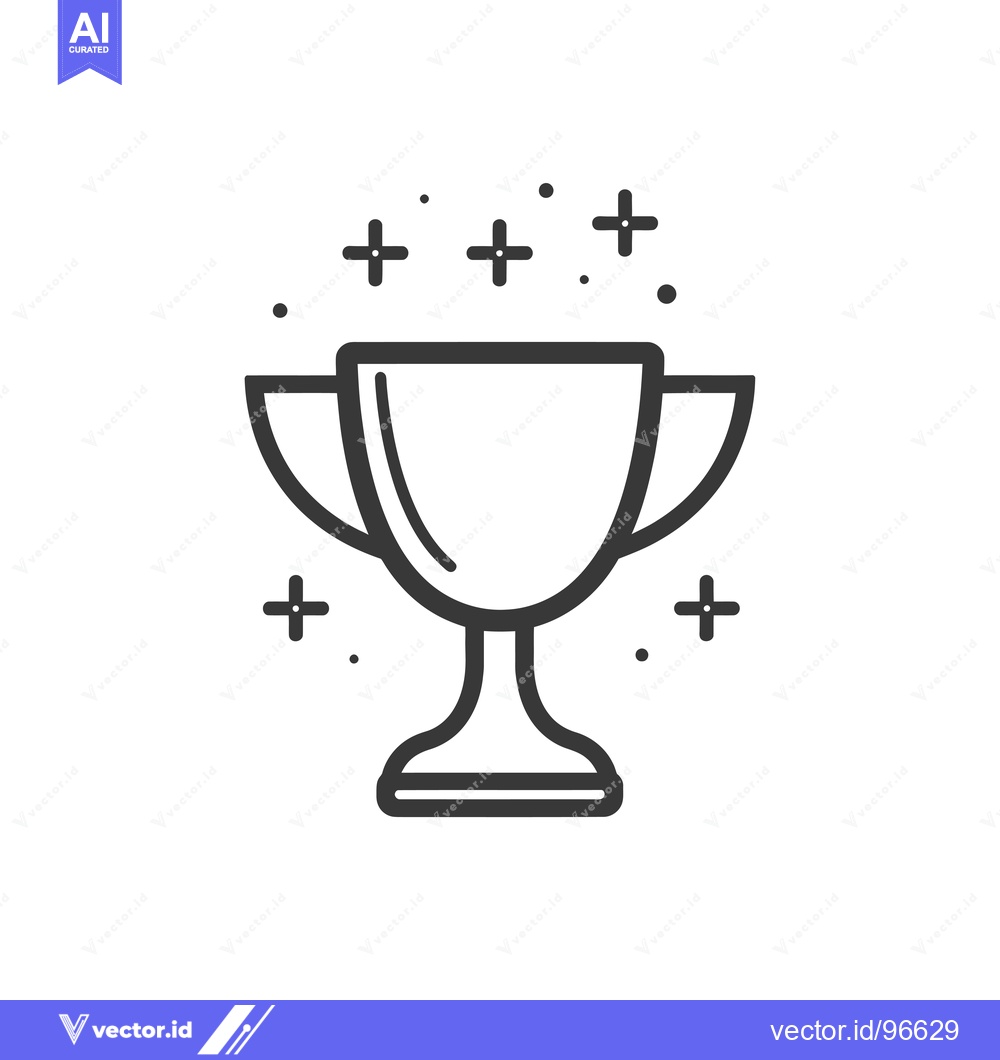 Premium Vector dari Shining Trophy with Stars Outline Icon