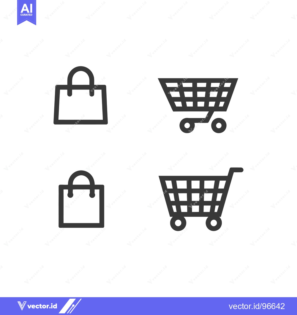Premium Vector dari Shopping Bag and Cart Icons Set