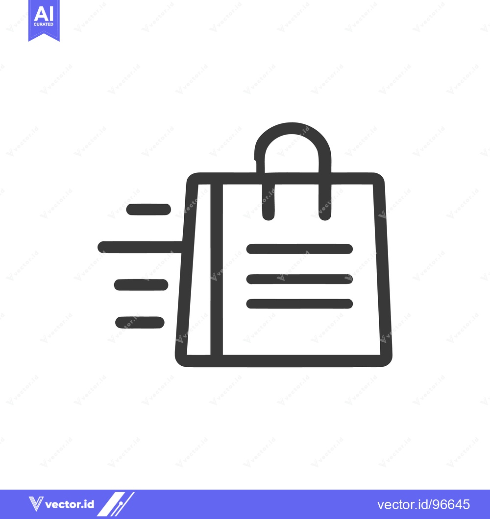 Premium Vector of Speedy Shopping Bag Icon: Fast Delivery, Modern Design, Minimalist Sty
