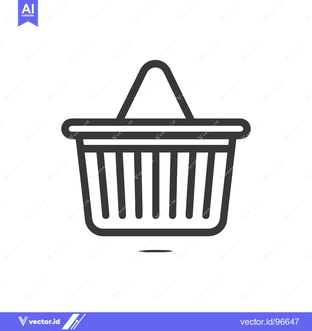 Premium Vector of Minimalist Shopping Basket Icon: Bold Outline on White Background