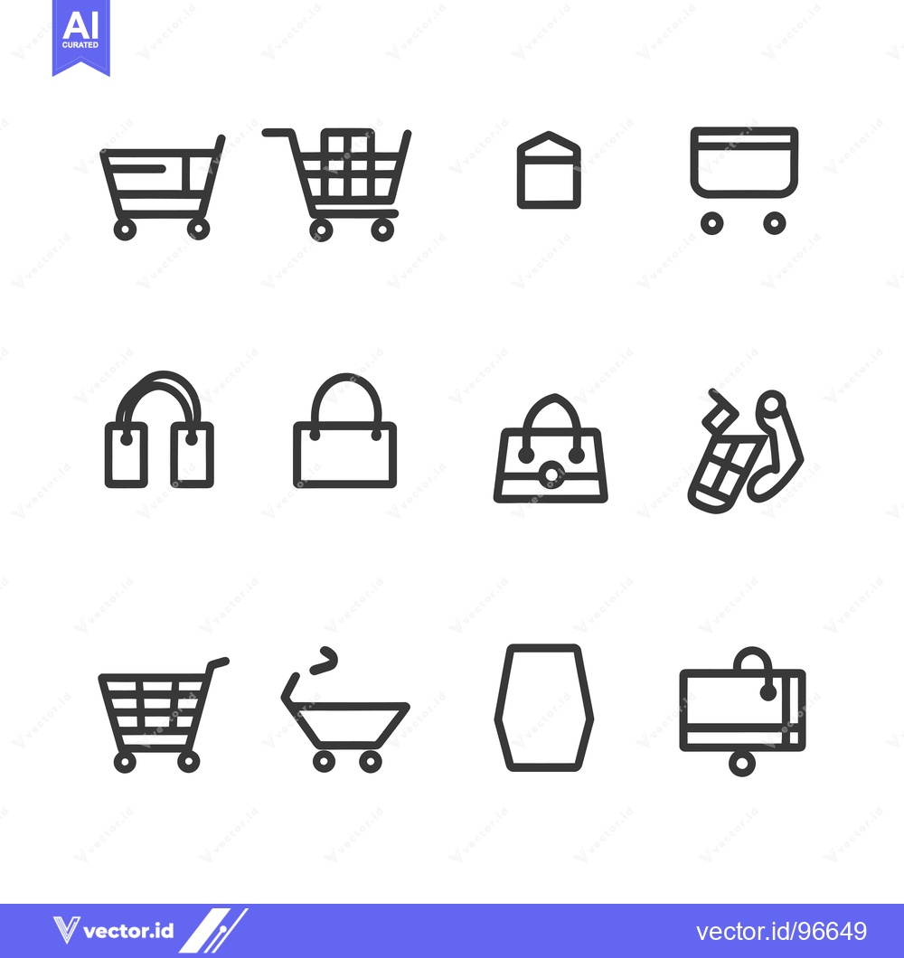 Premium Vector of Shopping Cart, Bag, and Box Icons