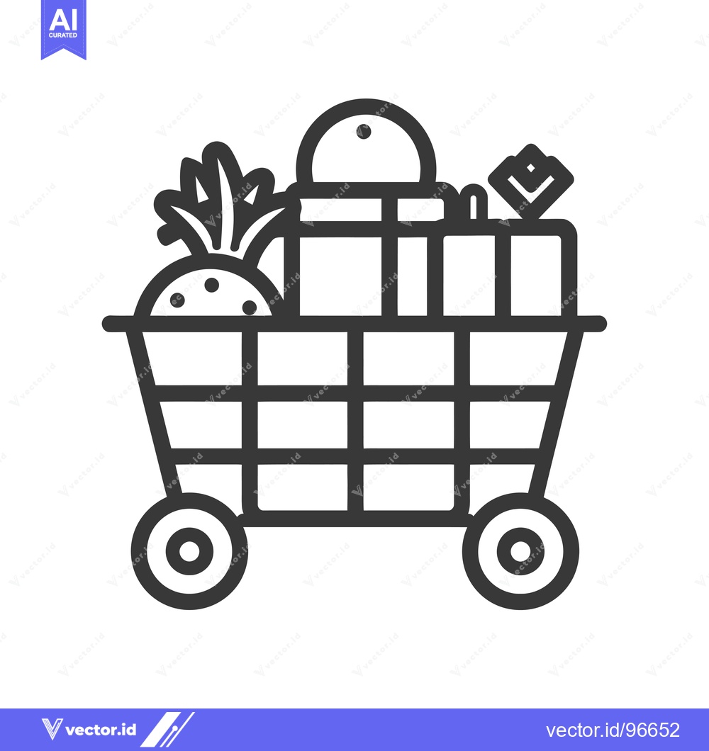 Premium Vector of Shopping Cart Filled With Gifts and Pineapple