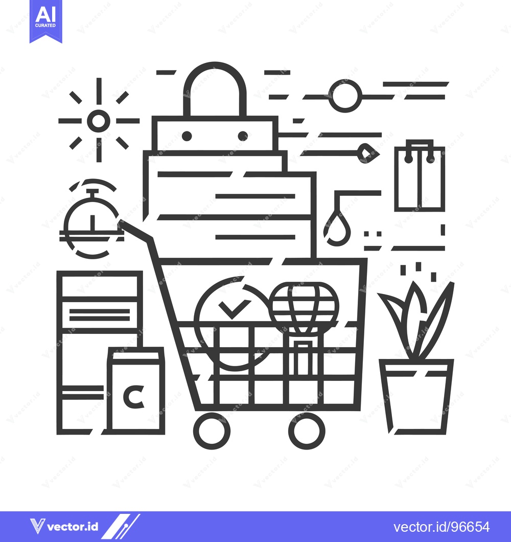 Premium Vector dari Shopping Cart Filled With Online Purchases and Delivery