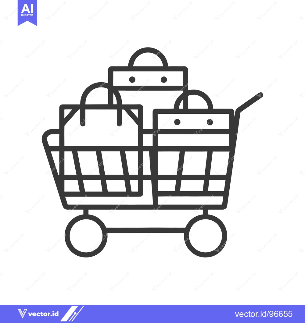 Premium Vector dari Shopping Cart Filled with Three Bags