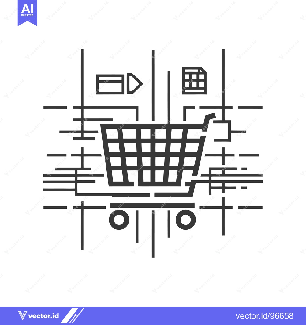 Premium Vector dari Shopping cart icon with abstract lines and symbols