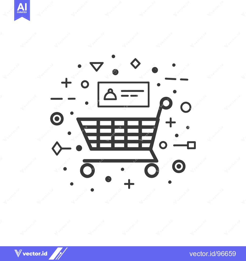 Premium Vector dari Shopping Cart Icon with Geometric Design Elements