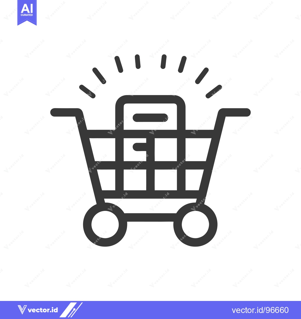 Premium Vector of Shopping Cart Icon with Smartphone Inside and Shining Light Above