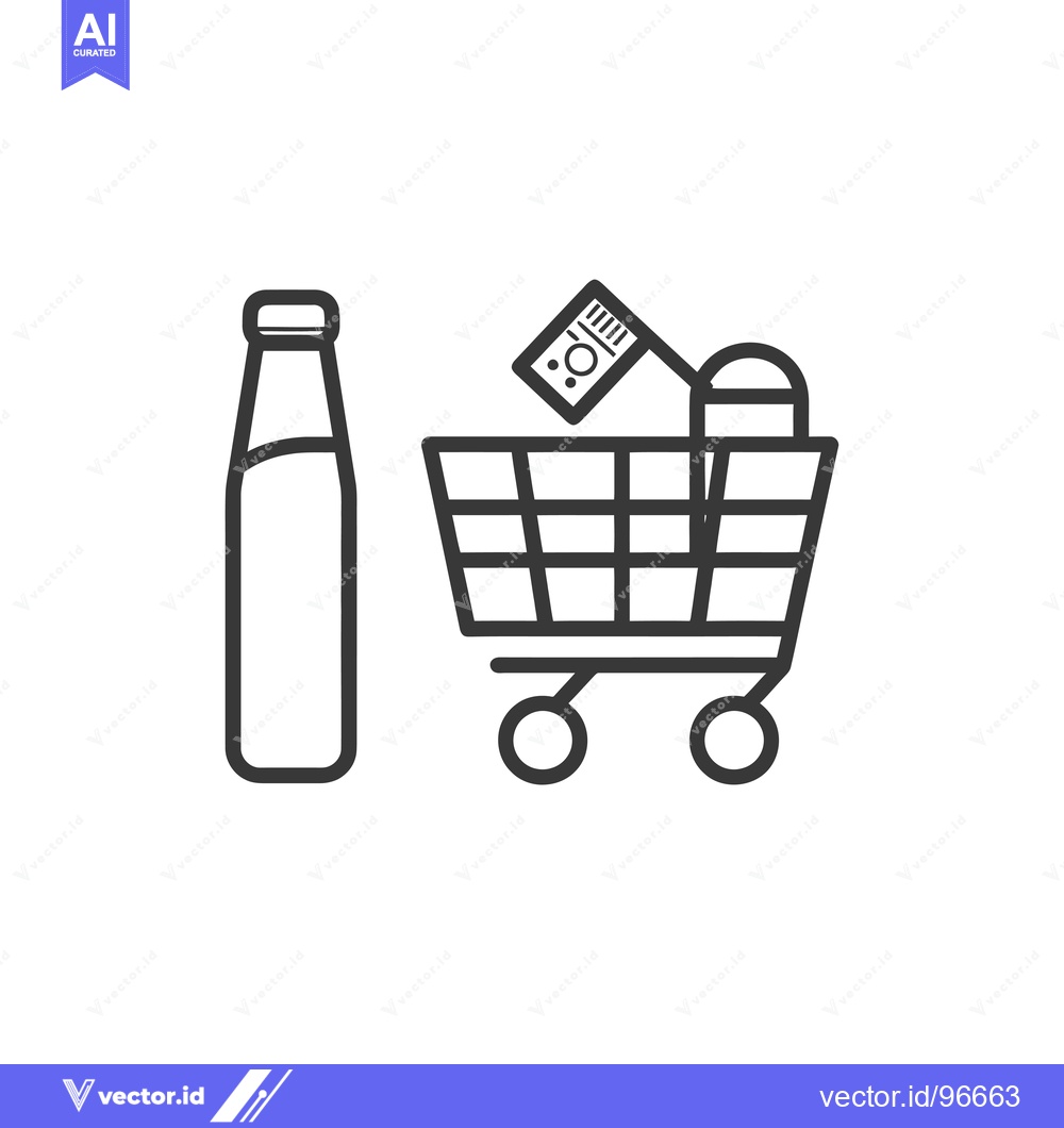 Premium Vector dari Shopping Cart with a Bottle and a Price Tag