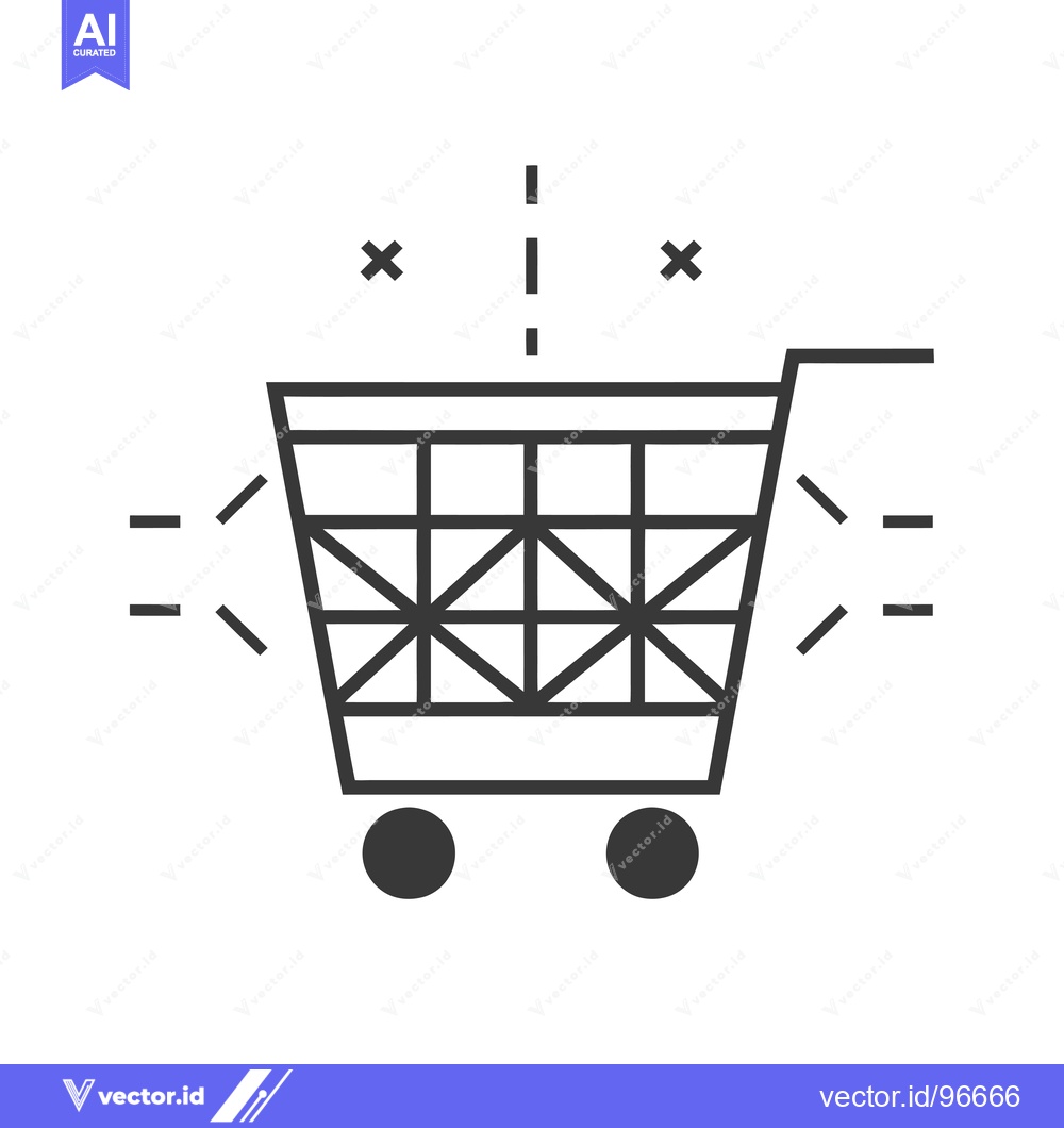 Premium Vector dari Shopping Cart with Dashed Line and X Marks
