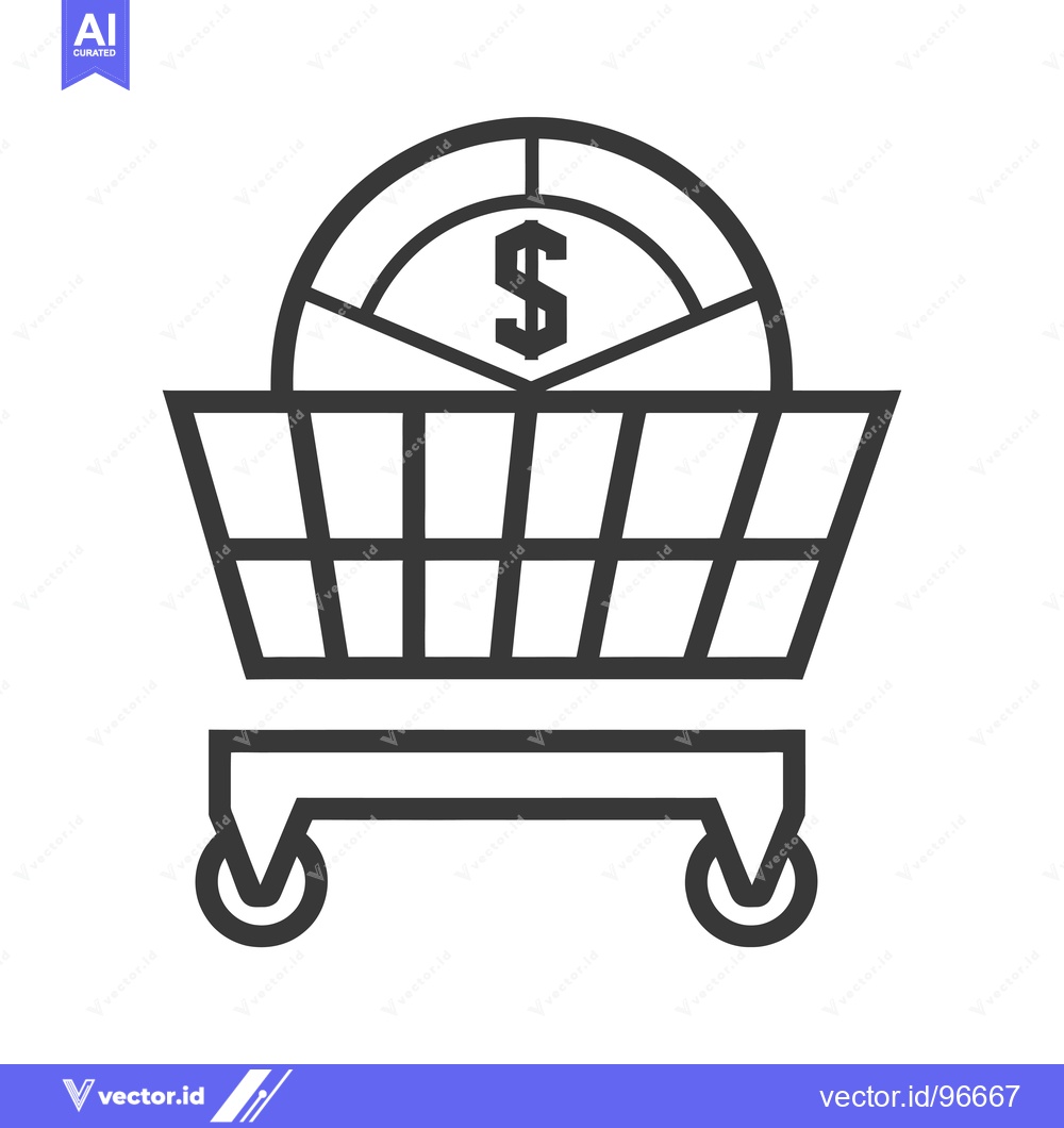 Premium Vector of Shopping Cart with Dollar Sign and Pie Chart