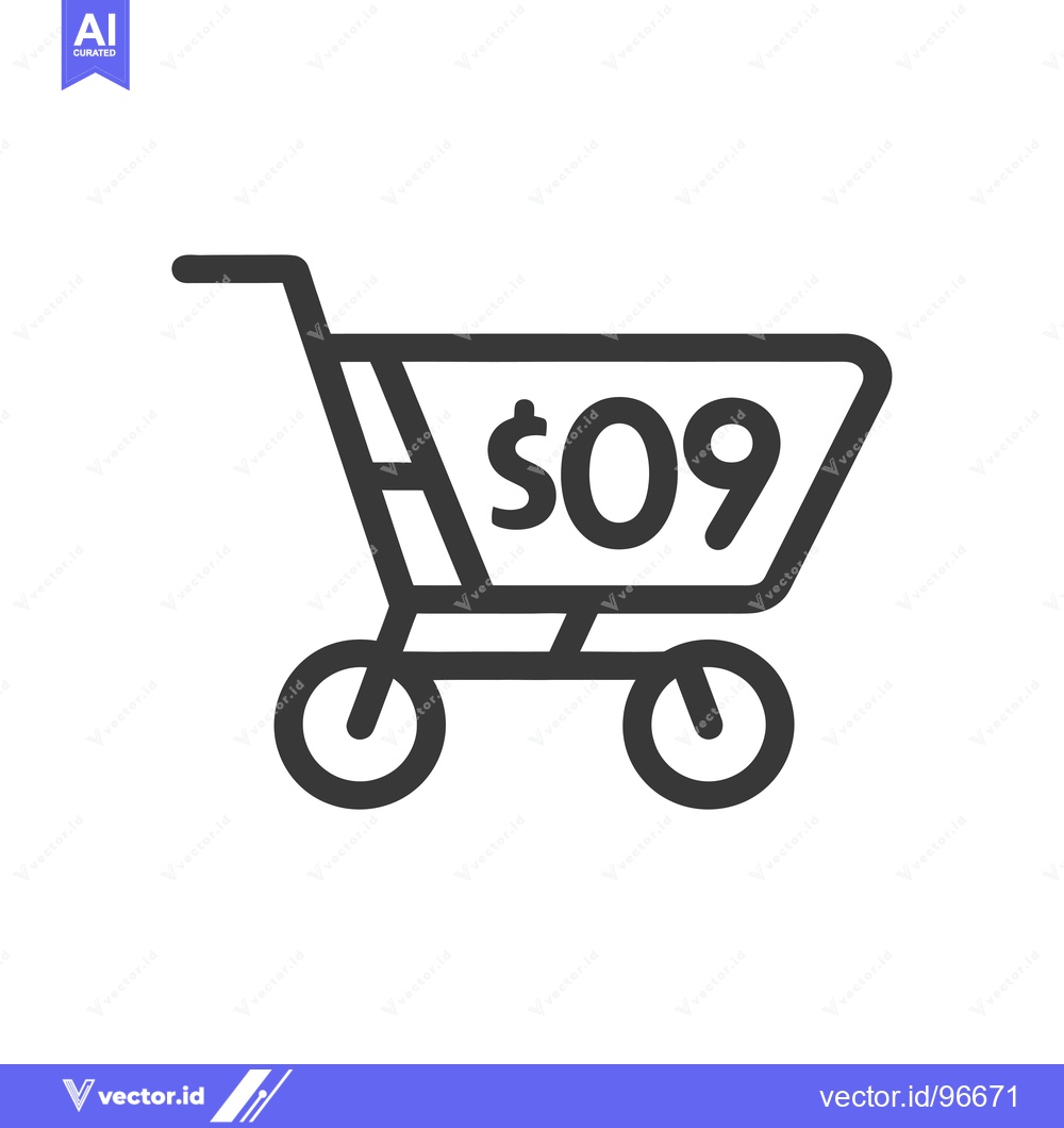 Premium Vector of Shopping Cart with Price Tag of $09