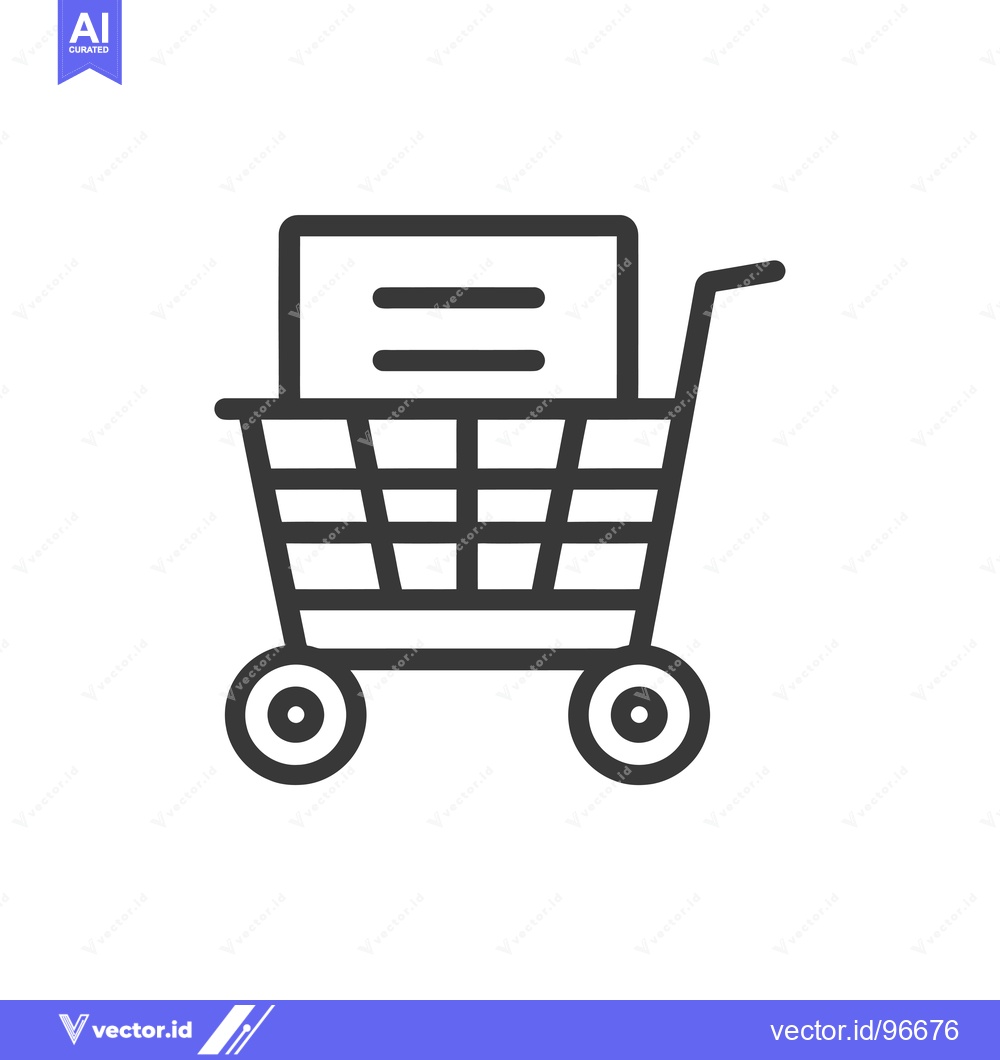 Premium Vector dari Shopping Cart with Three Horizontal Lines Icon