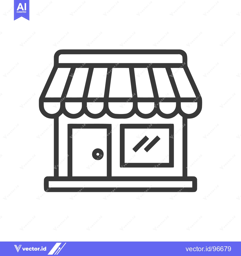 Premium Vector of Minimalist Storefront Icon: Simple Line Art of a Shop with Awning and