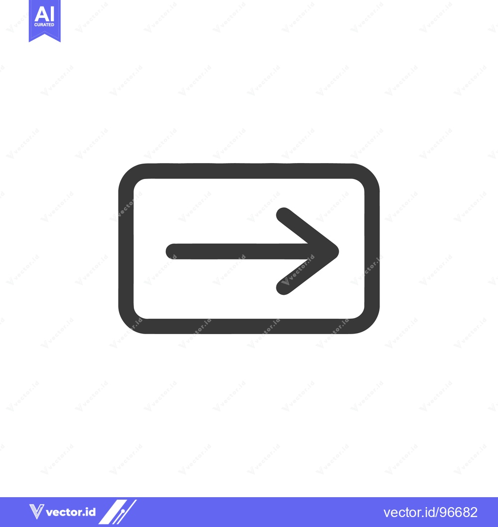 Premium Vector dari Simple Right Arrow Icon in Rounded Rectangle, Dark Gray on White
